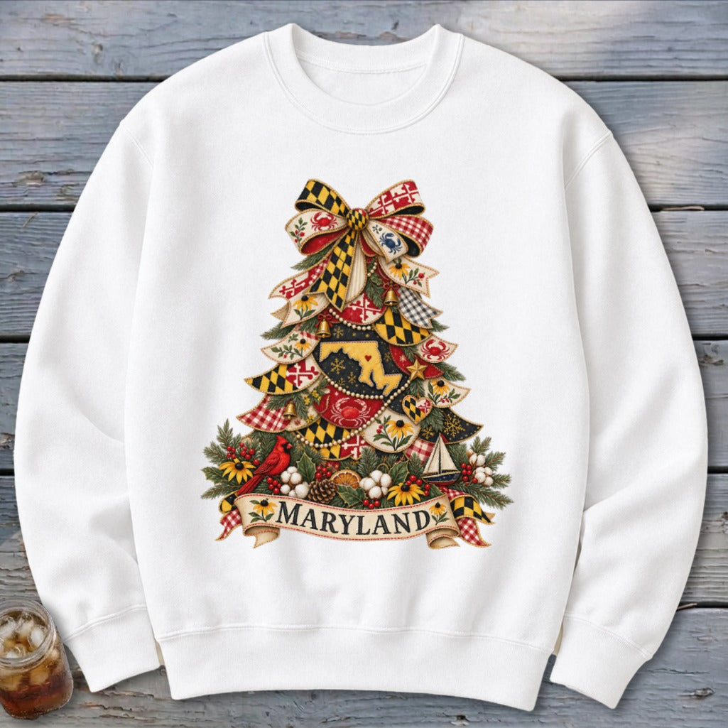 Maryland Faux Patchwork Christmas Tree Sweatshirt