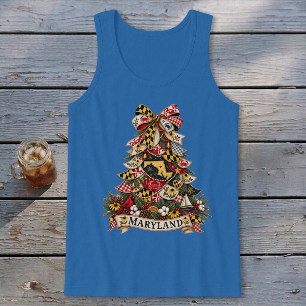 Maryland Faux Patchwork Christmas Tree Tank Top