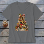 Maryland Faux Patchwork Christmas Tree V-neck