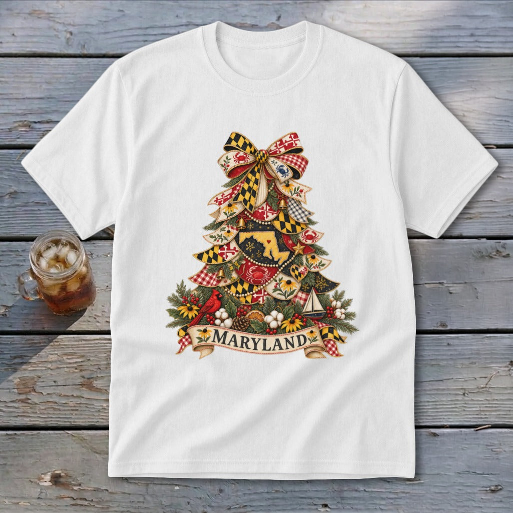 Maryland Faux Patchwork Christmas Tree Youth Tee