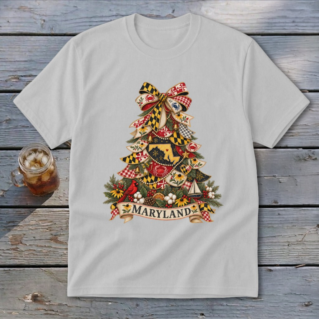 Maryland Faux Patchwork Christmas Tree Youth Tee
