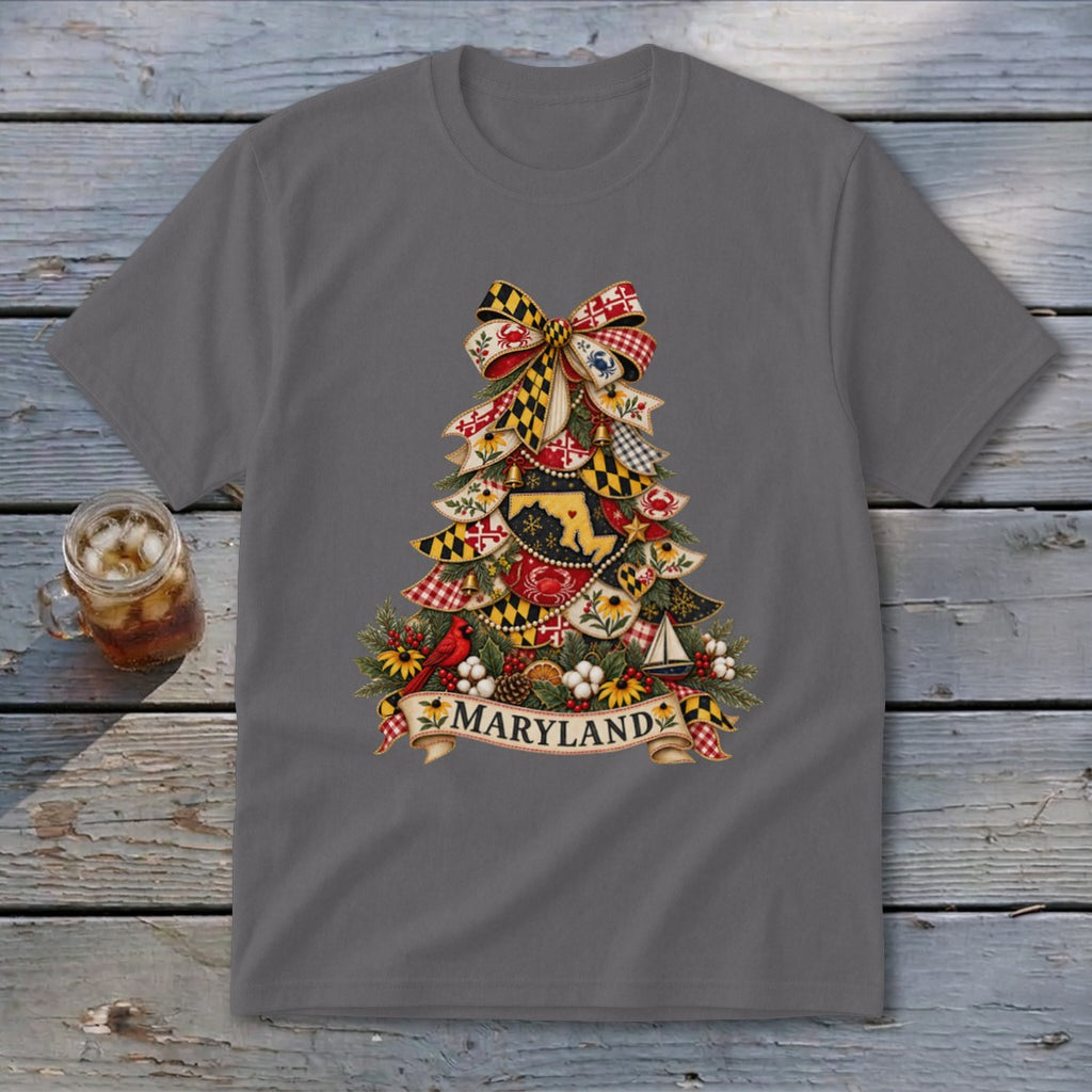 Maryland Faux Patchwork Christmas Tree Youth Tee