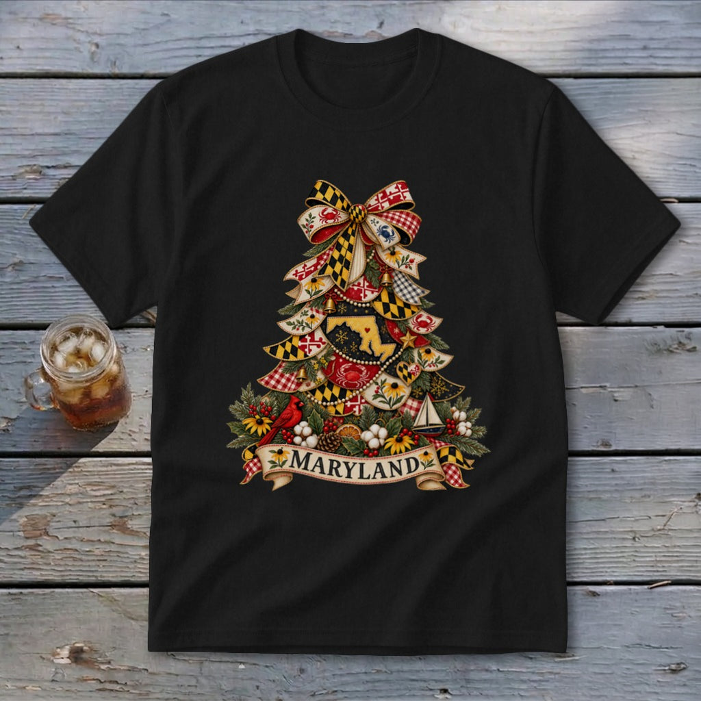 Maryland Faux Patchwork Christmas Tree Youth Tee