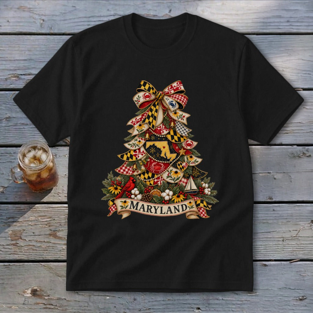 Maryland Faux Patchwork Christmas Tree Youth Tee