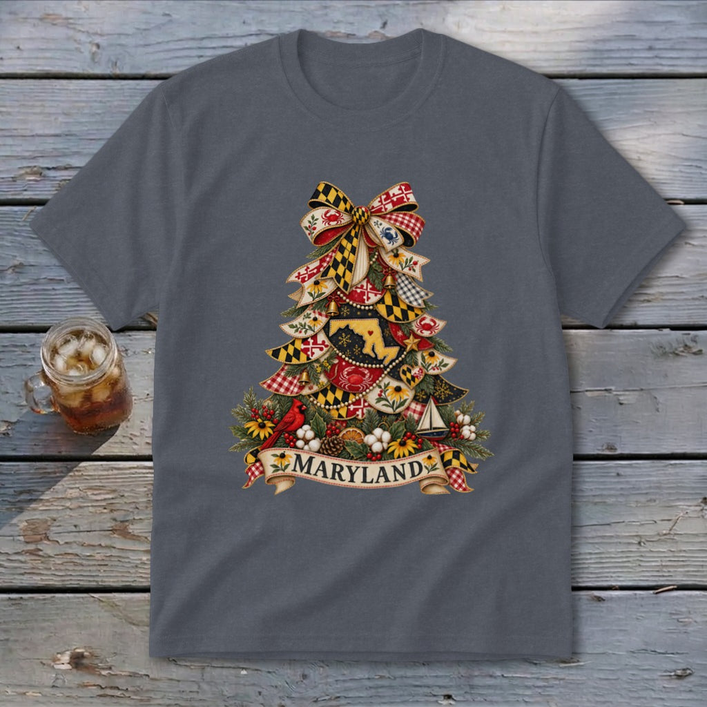 Maryland Faux Patchwork Christmas Tree Youth Tee