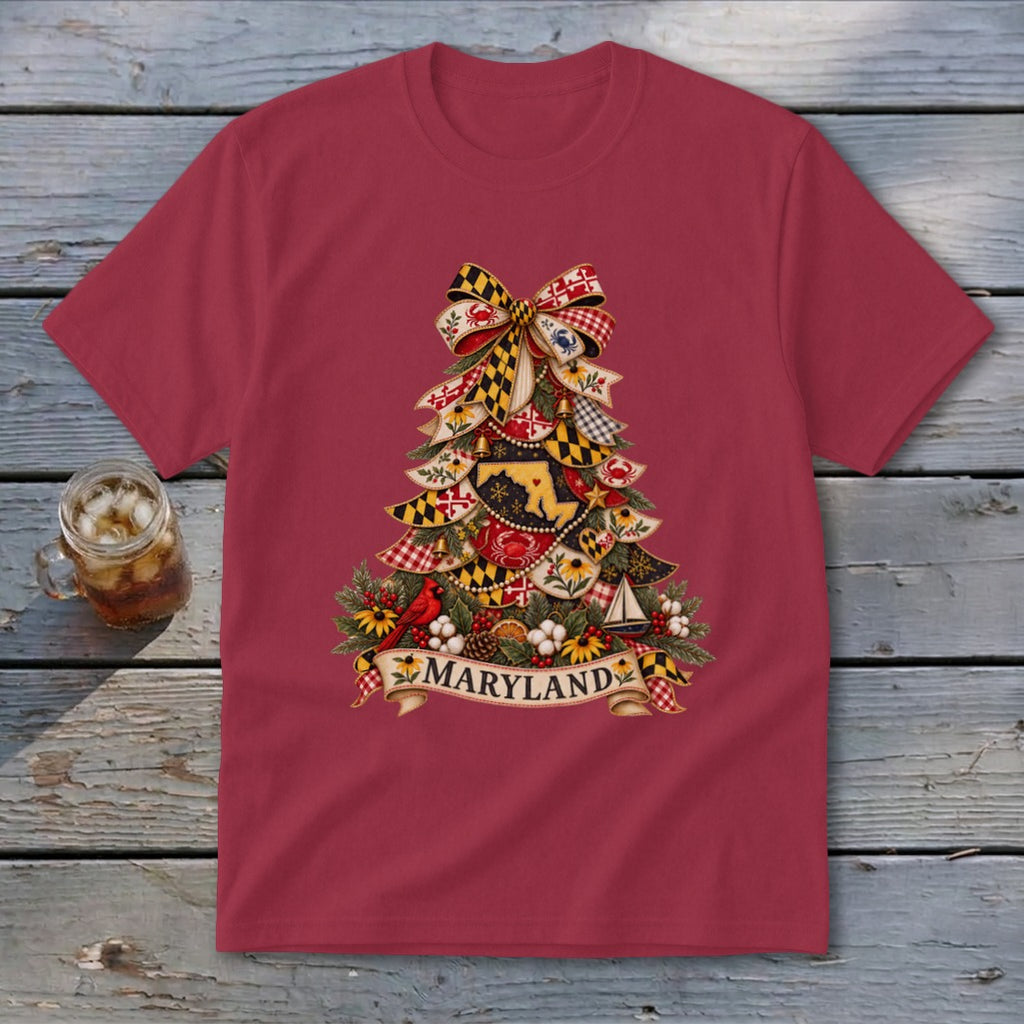 Maryland Faux Patchwork Christmas Tree Youth Tee
