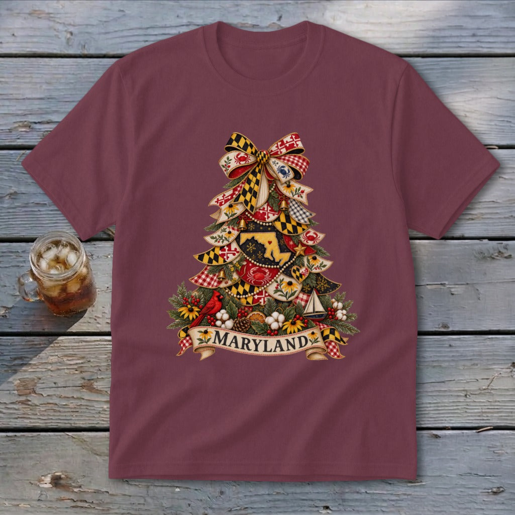 Maryland Faux Patchwork Christmas Tree Youth Tee
