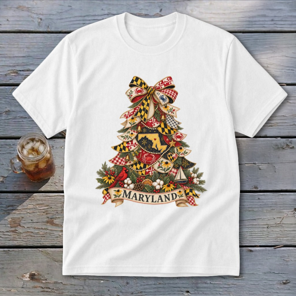 Maryland Faux Patchwork Christmas Tree Youth Tee