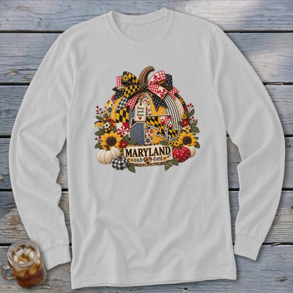 Maryland Faux Patchwork Pumpkin Long Sleeve Tee