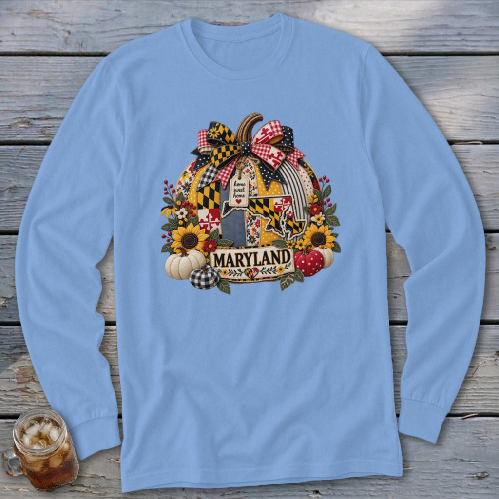 Maryland Faux Patchwork Pumpkin Long Sleeve Tee
