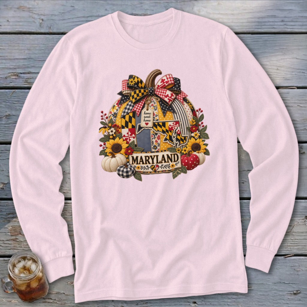 Maryland Faux Patchwork Pumpkin Long Sleeve Tee