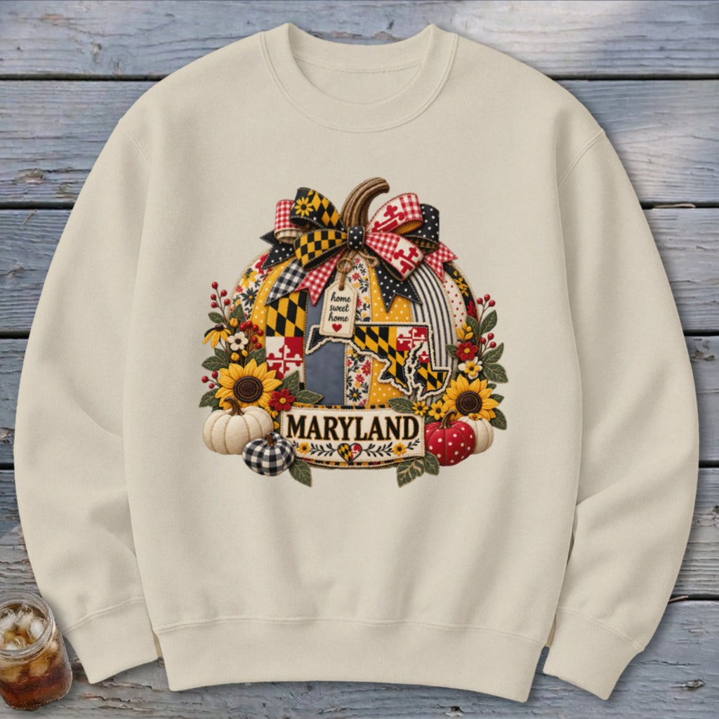 Maryland Faux Patchwork Pumpkin Sweatshirt
