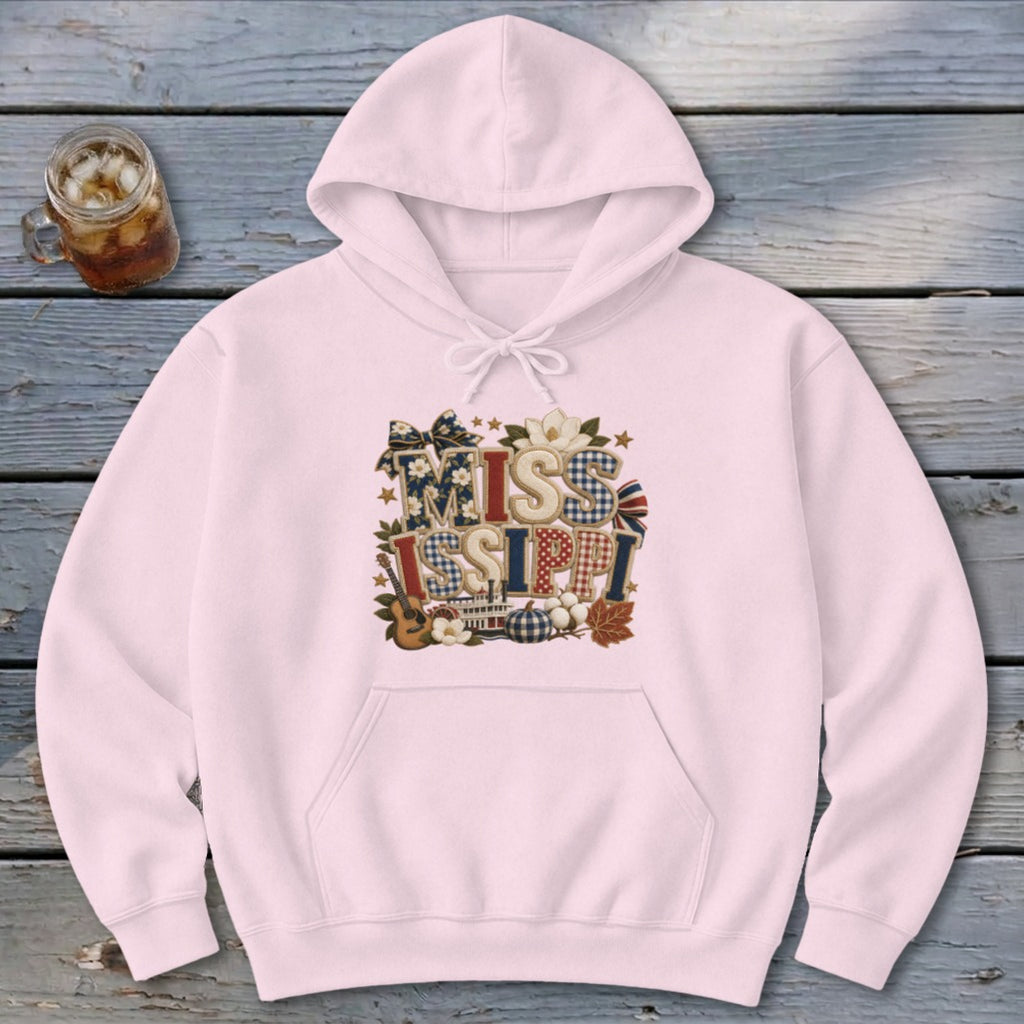 Mississippi Faux Chenille Fall Patch Hoodie