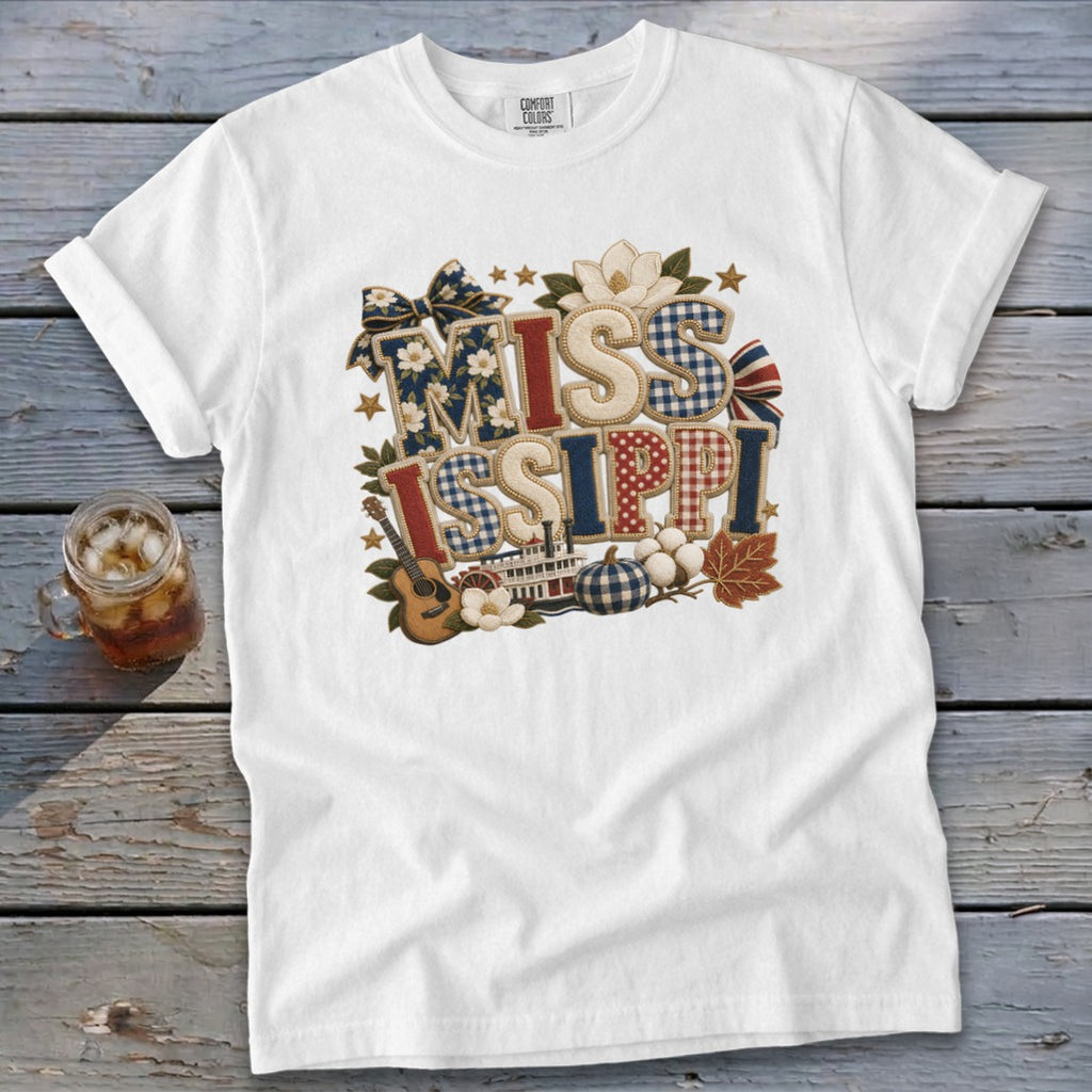 Mississippi Faux Chenille Fall Patch Signature Tee