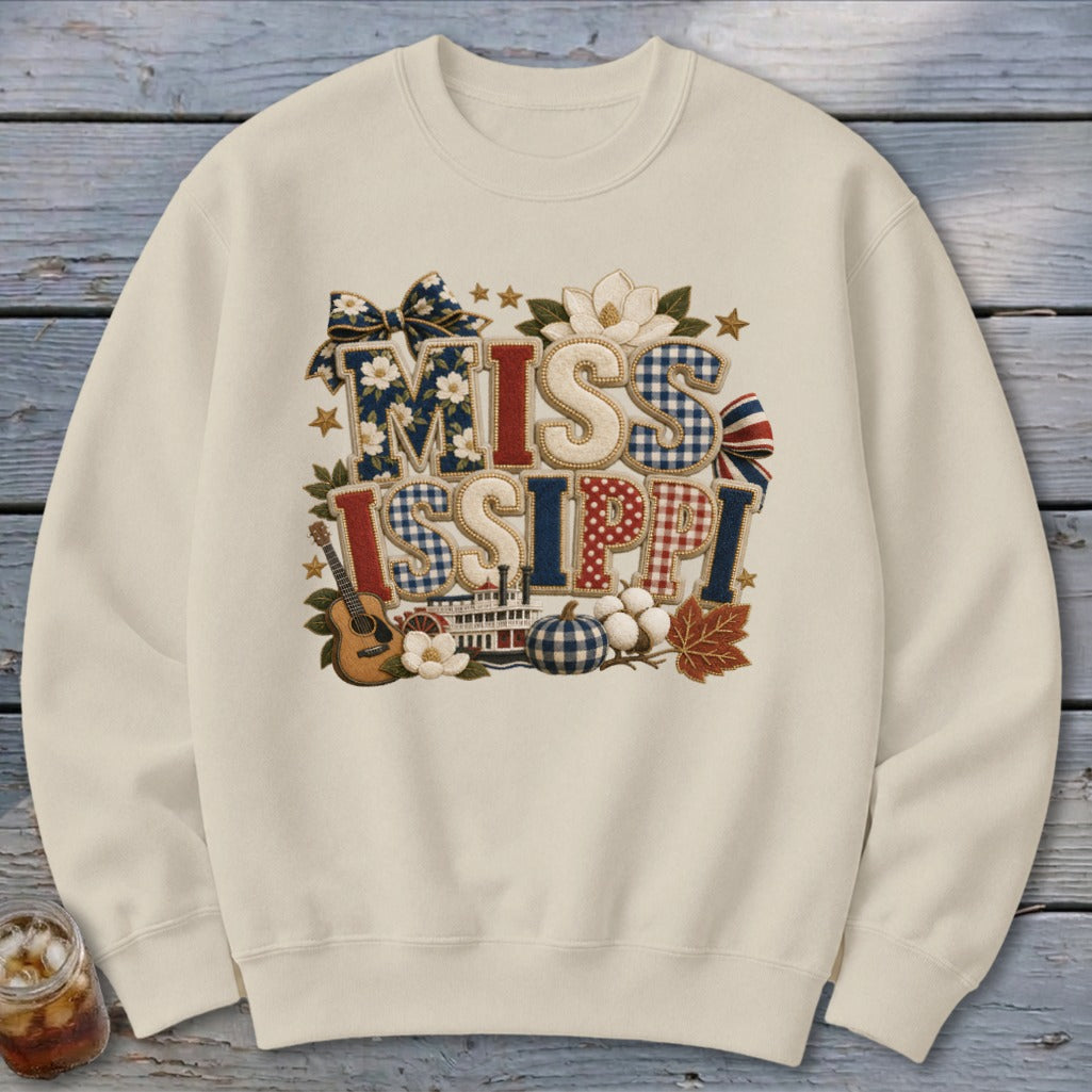 Mississippi Faux Chenille Fall Patch Sweatshirt