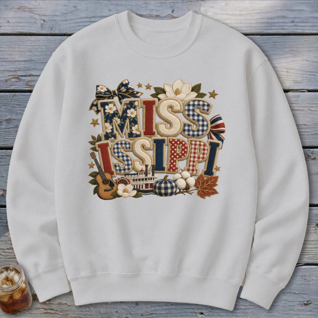 Mississippi Faux Chenille Fall Patch Sweatshirt
