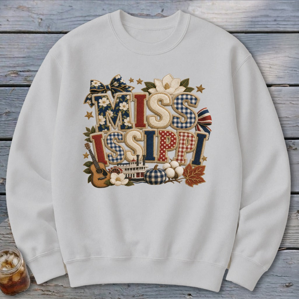 Mississippi Faux Chenille Fall Patch Sweatshirt