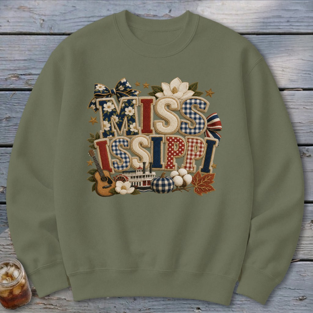 Mississippi Faux Chenille Fall Patch Sweatshirt
