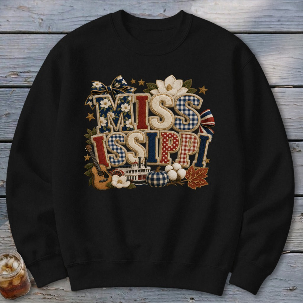 Mississippi Faux Chenille Fall Patch Sweatshirt