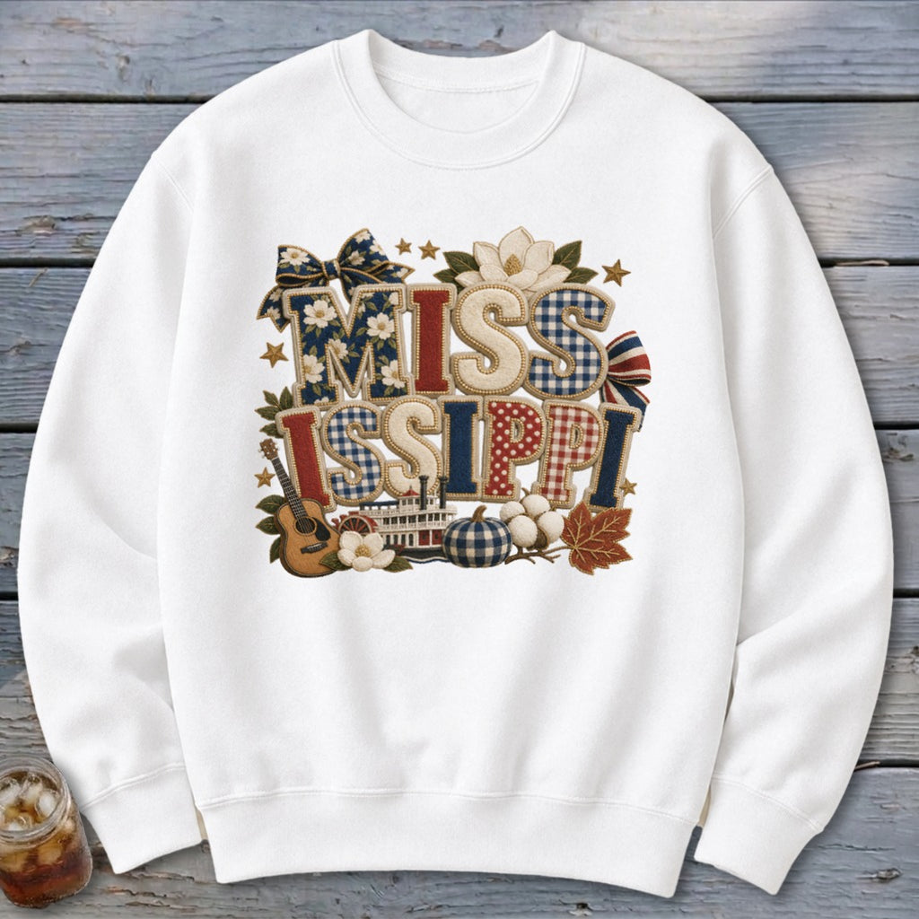 Mississippi Faux Chenille Fall Patch Sweatshirt