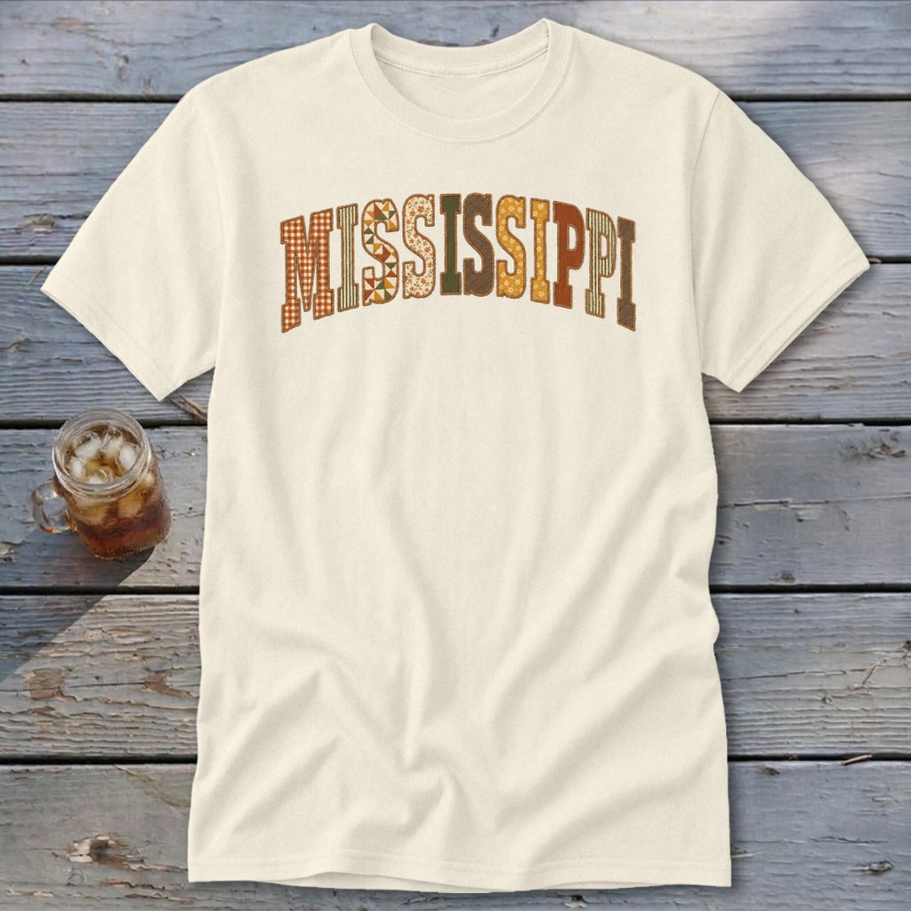 Mississippi Faux Embroidery Letters Classic Tee