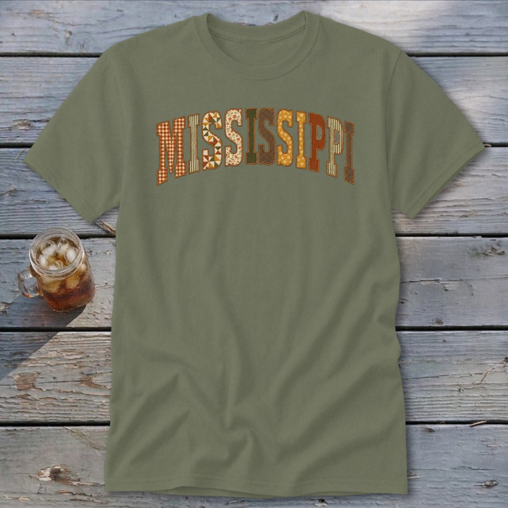 Mississippi Faux Embroidery Letters Classic Tee