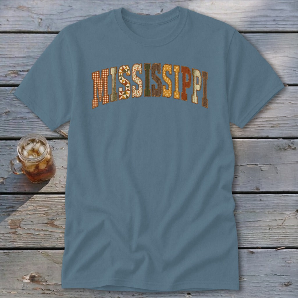 Mississippi Faux Embroidery Letters Classic Tee