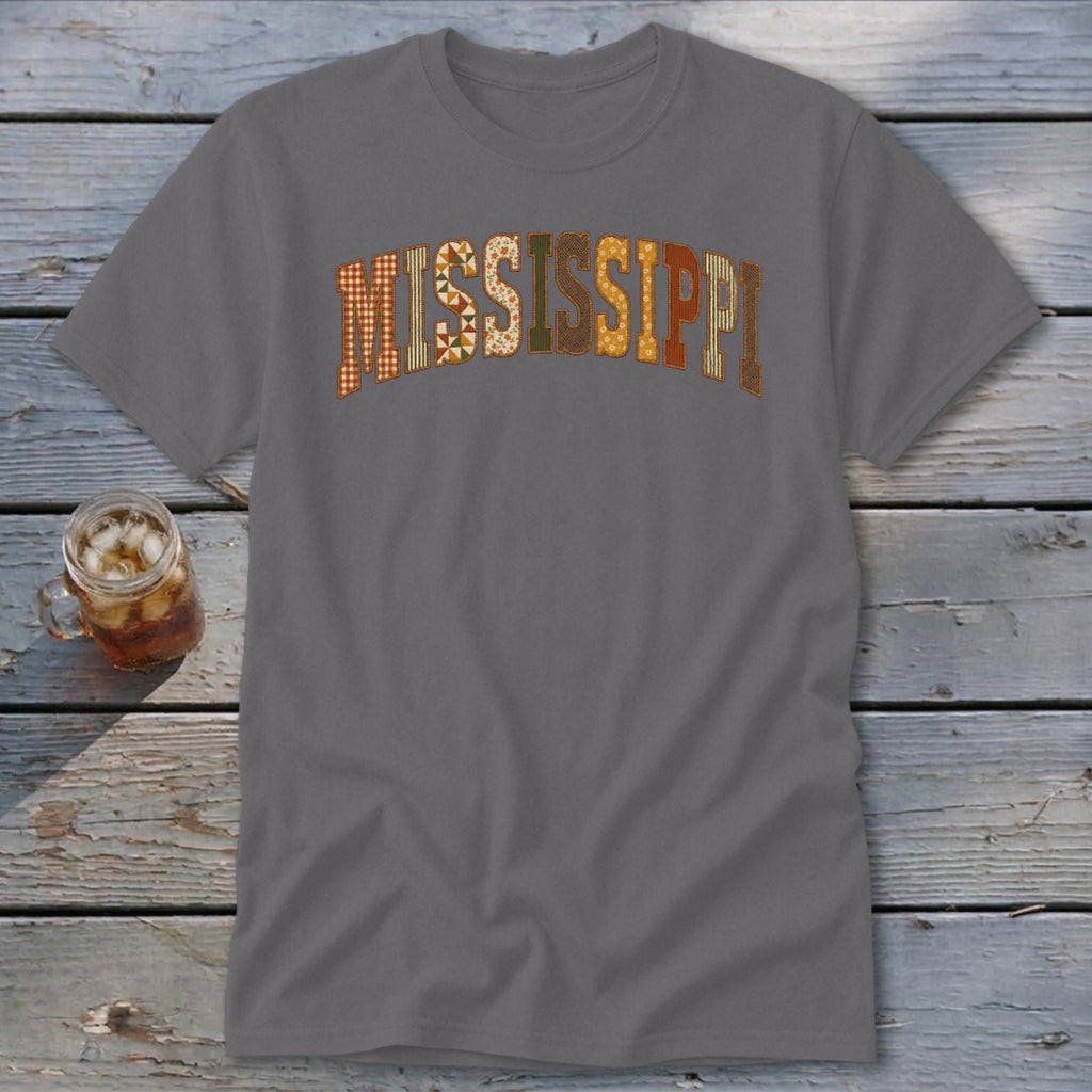 Mississippi Faux Embroidery Letters Classic Tee