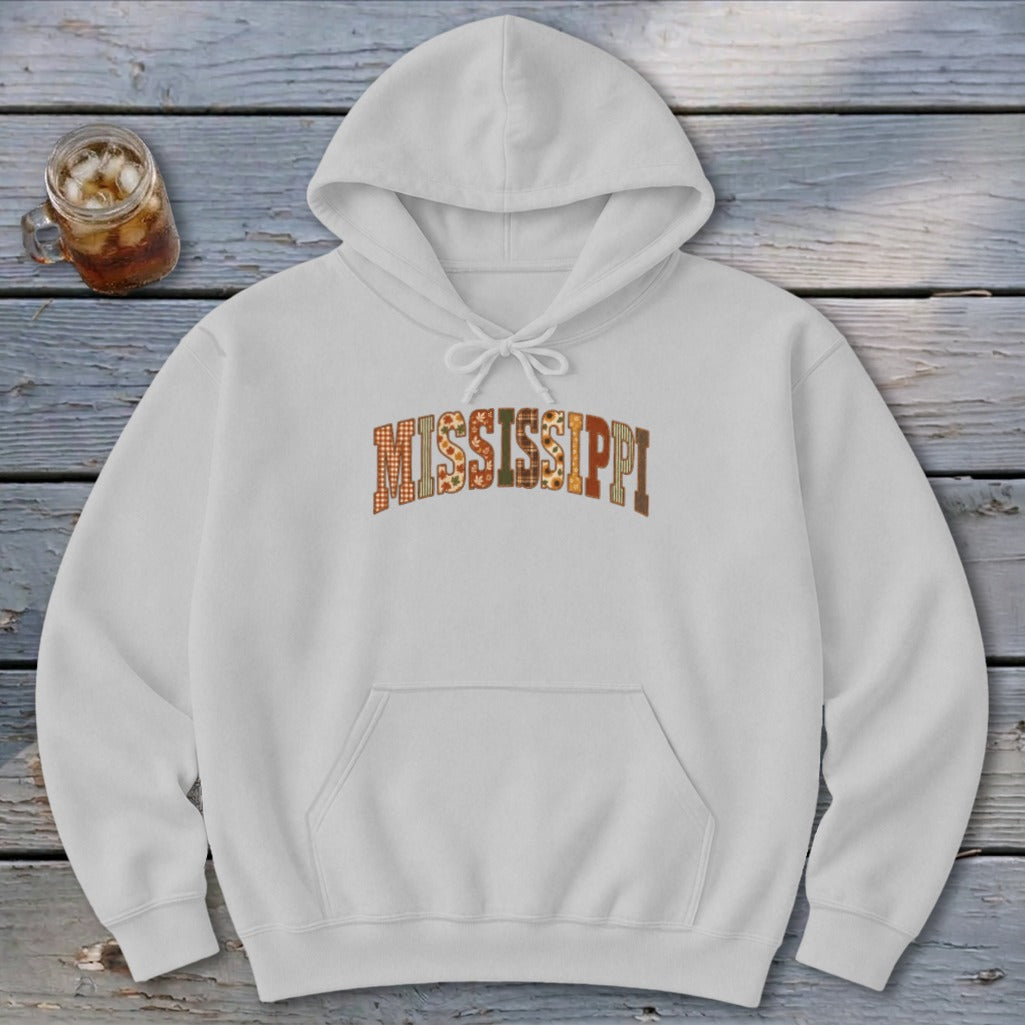 Mississippi Faux Embroidery Letters Hoodie