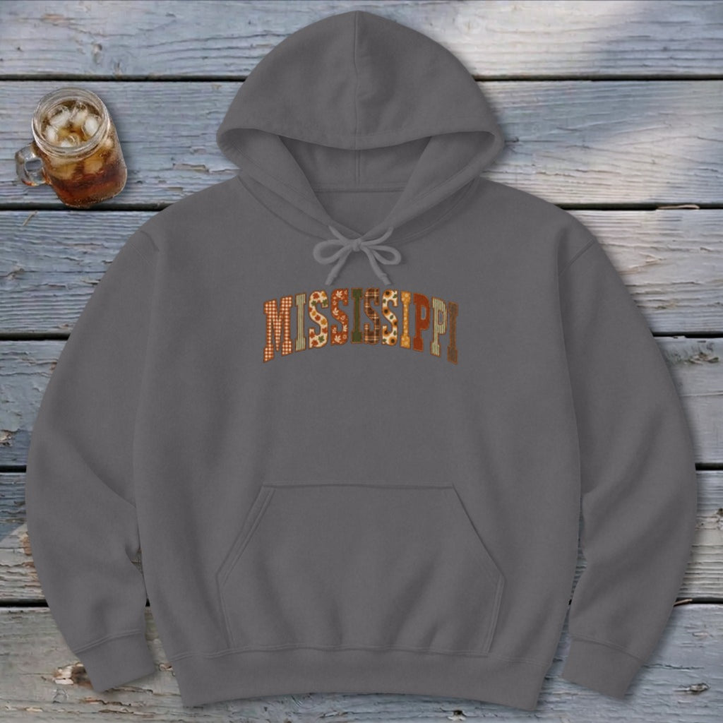 Mississippi Faux Embroidery Letters Hoodie