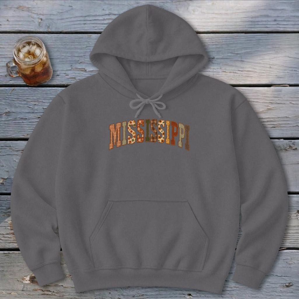 Mississippi Faux Embroidery Letters Hoodie