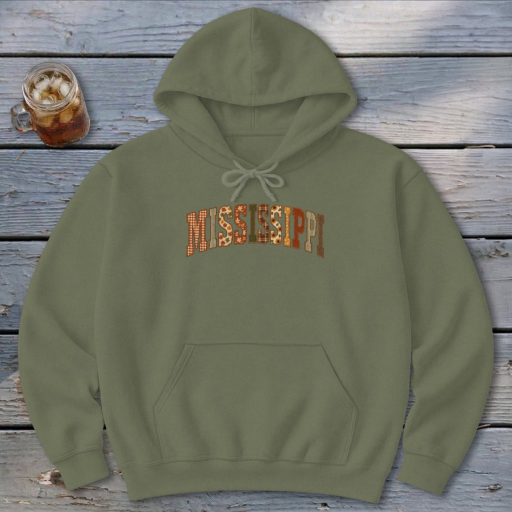 Mississippi Faux Embroidery Letters Hoodie