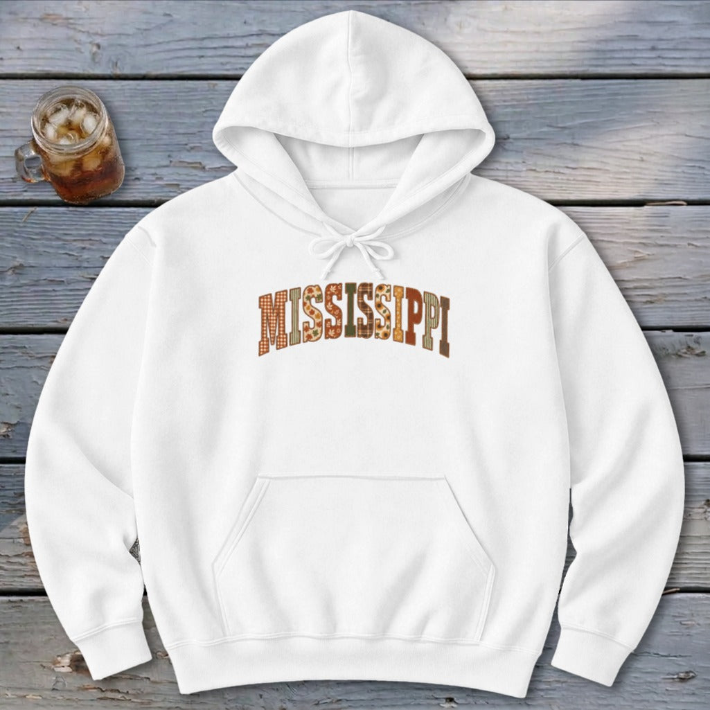 Mississippi Faux Embroidery Letters Hoodie