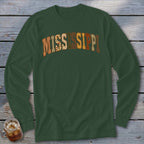 Mississippi Faux Embroidery Letters Long Sleeve Tee