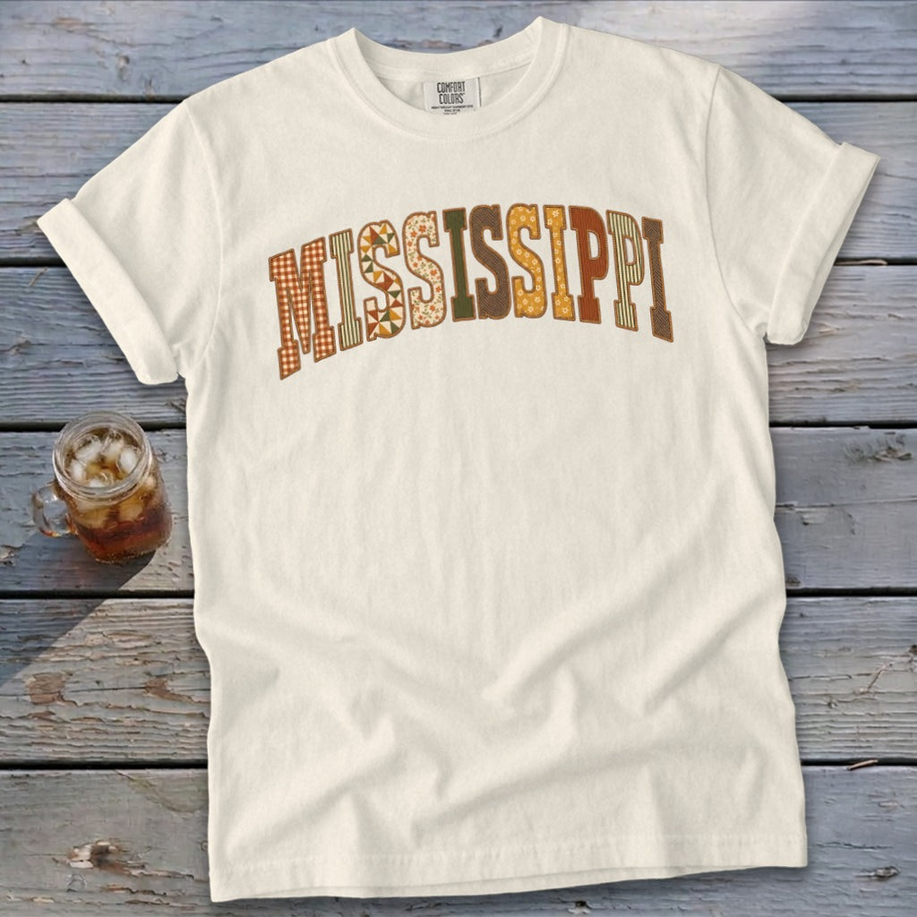 Mississippi Faux Embroidery Letters Signature Tee