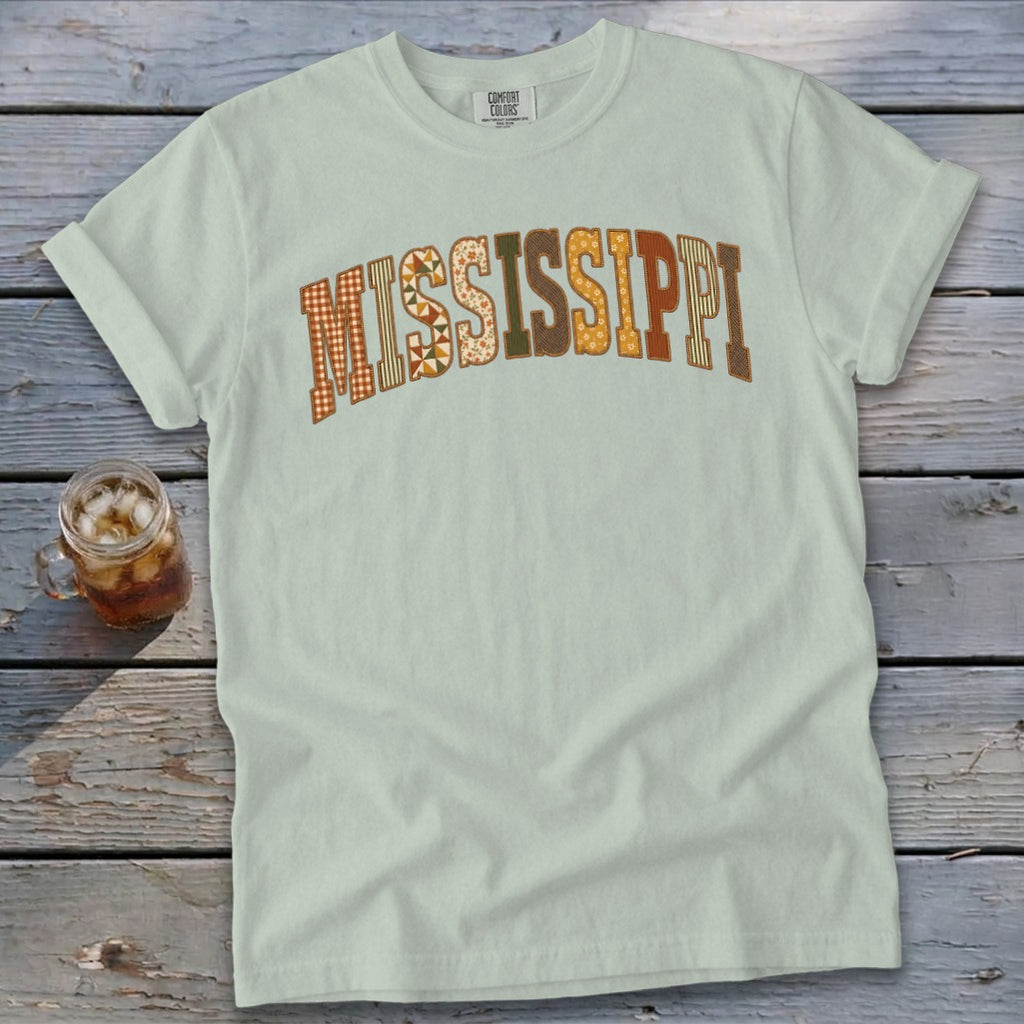 Mississippi Faux Embroidery Letters Signature Tee