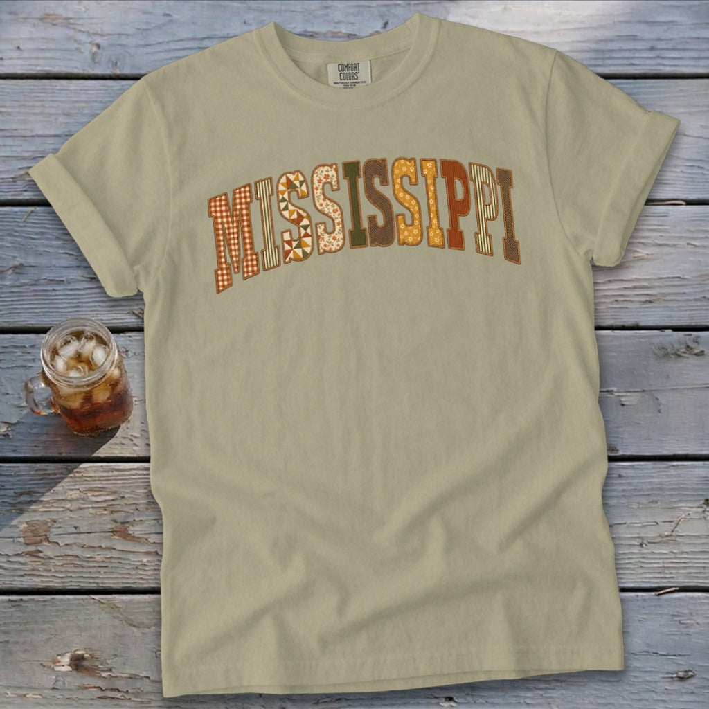 Mississippi Faux Embroidery Letters Signature Tee
