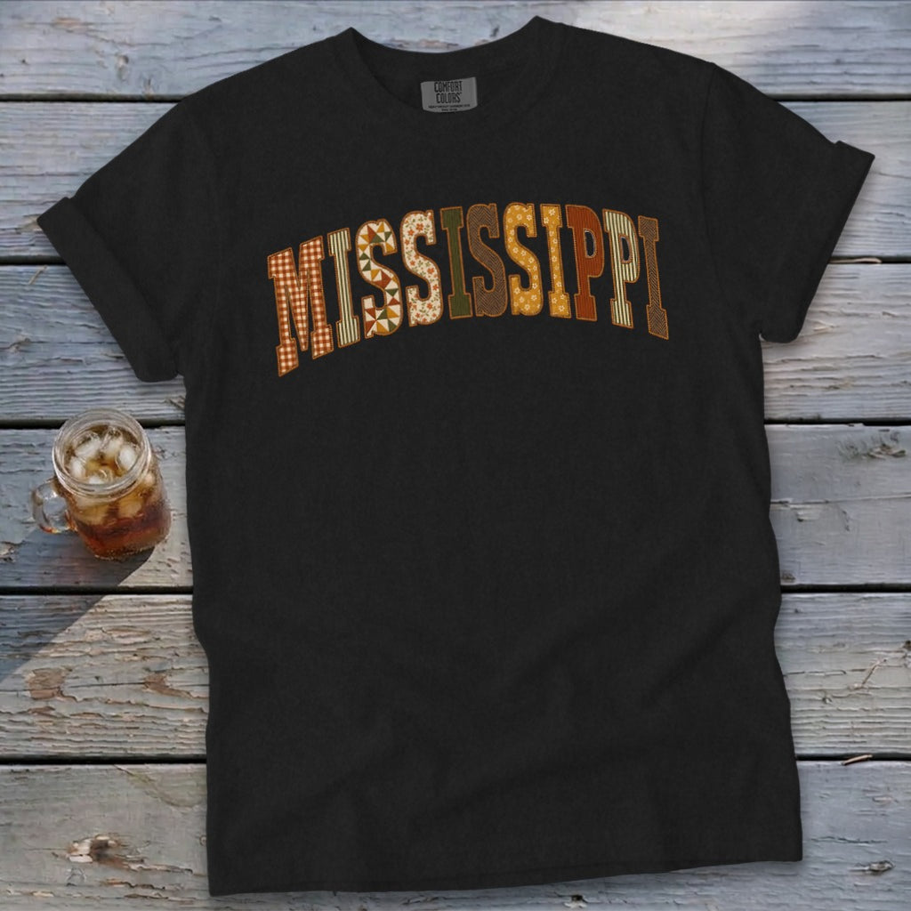 Mississippi Faux Embroidery Letters Signature Tee