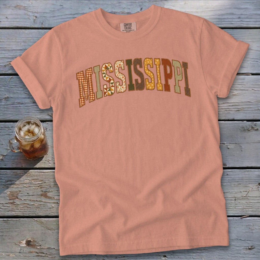 Mississippi Faux Embroidery Letters Signature Tee
