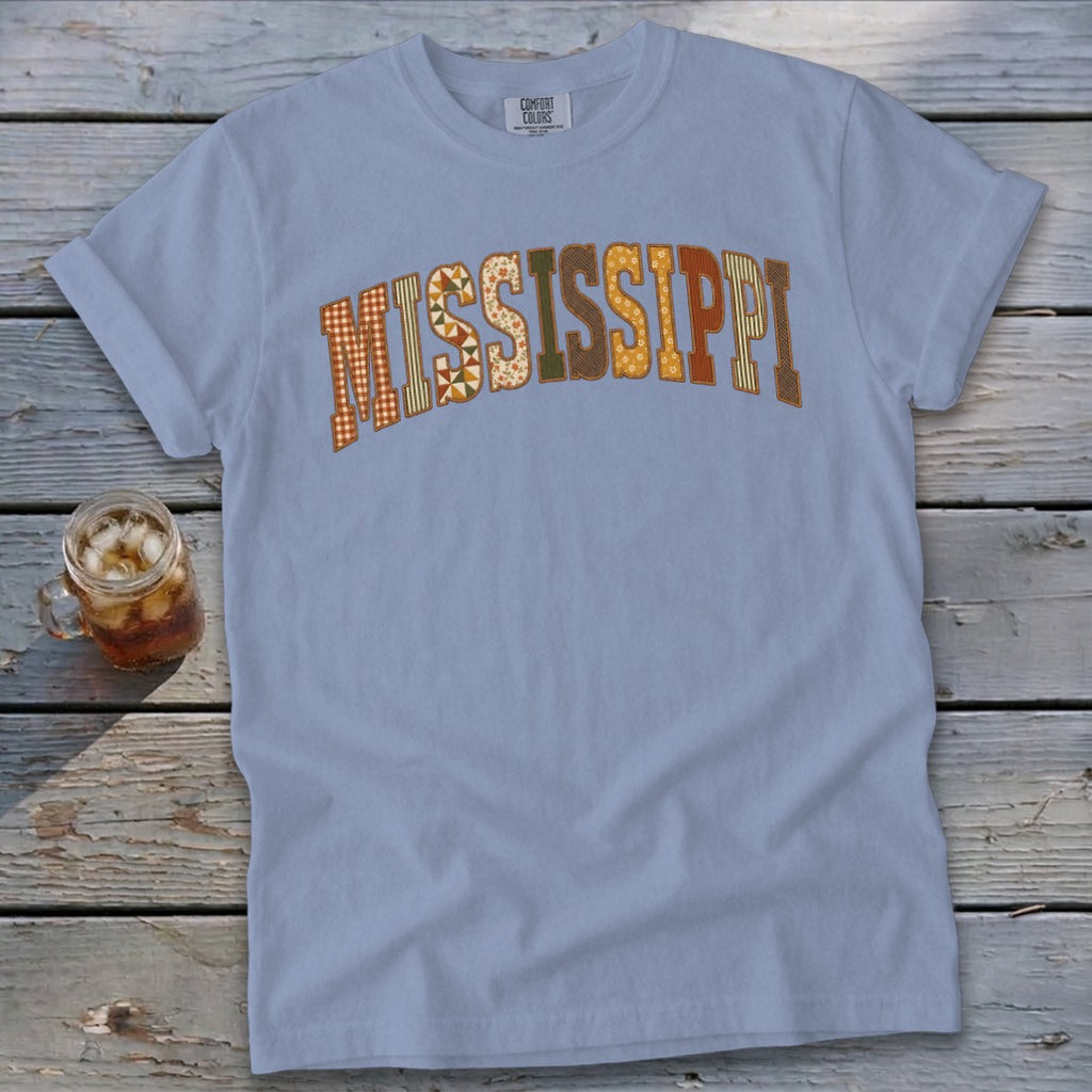 Mississippi Faux Embroidery Letters Signature Tee