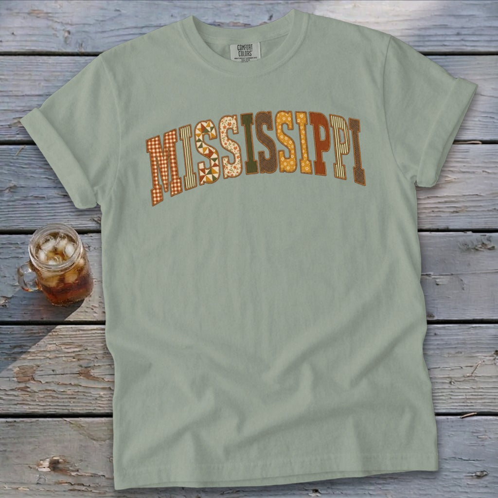 Mississippi Faux Embroidery Letters Signature Tee