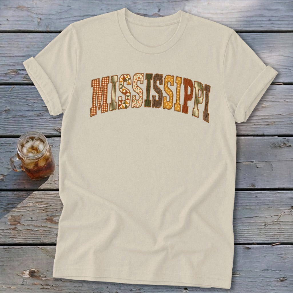 Mississippi Faux Embroidery Letters Softstyle Tee