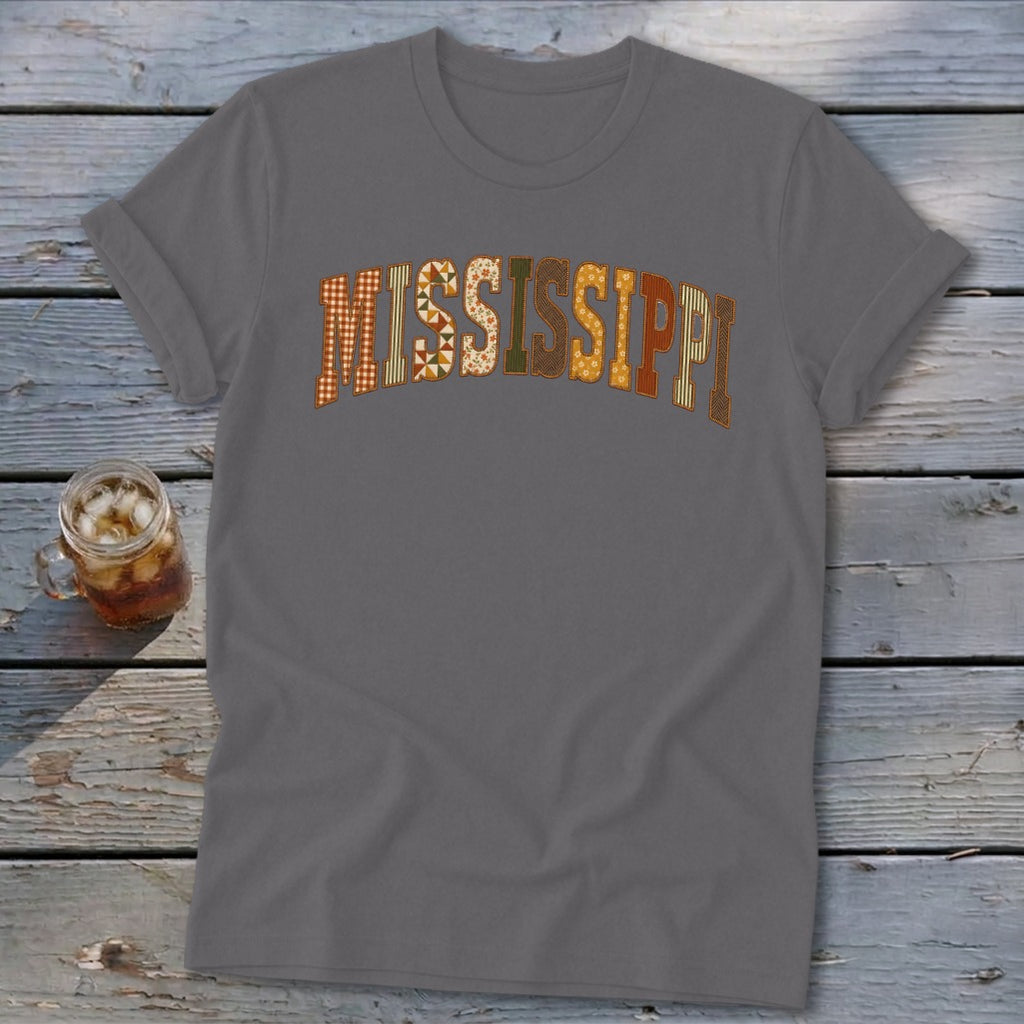Mississippi Faux Embroidery Letters Softstyle Tee