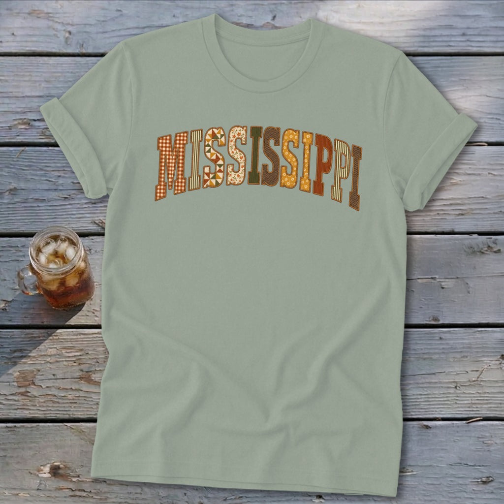 Mississippi Faux Embroidery Letters Softstyle Tee