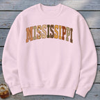 Mississippi Faux Embroidery Letters Sweatshirt
