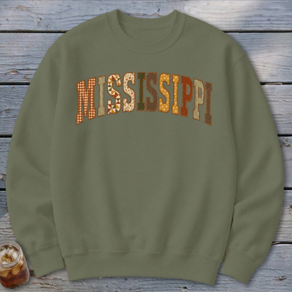 Mississippi Faux Embroidery Letters Sweatshirt