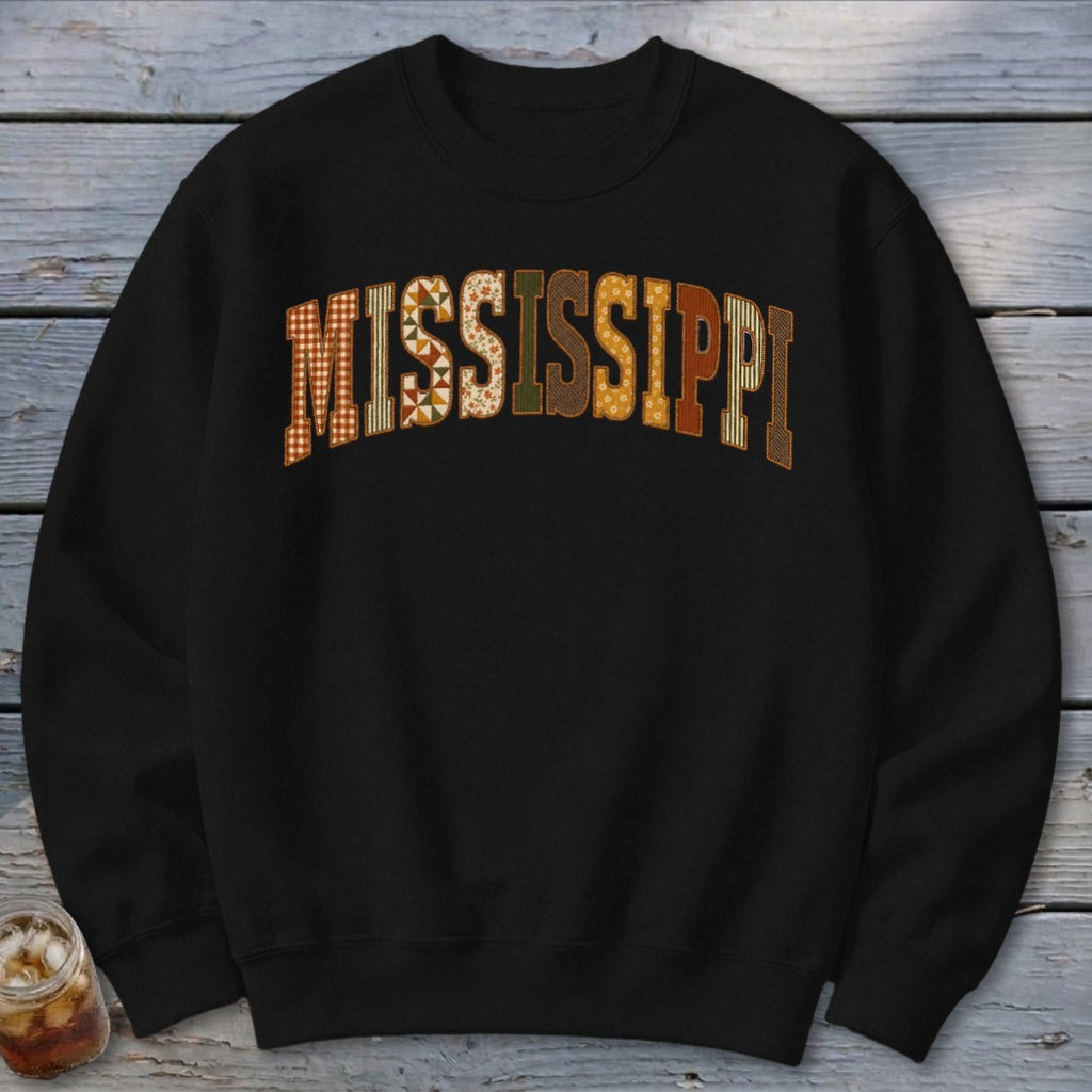 Mississippi Faux Embroidery Letters Sweatshirt