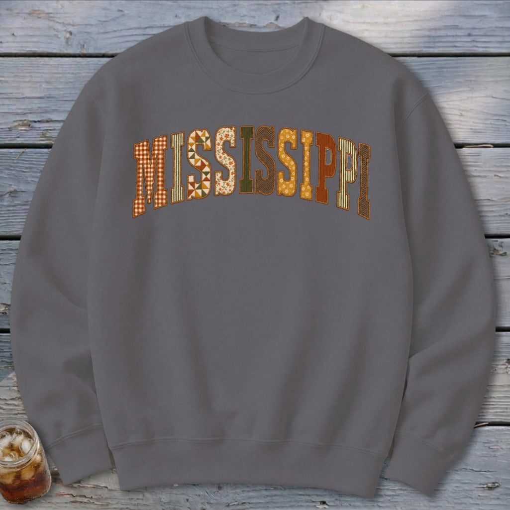 Mississippi Faux Embroidery Letters Sweatshirt