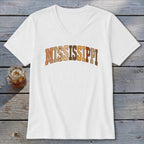 Mississippi Faux Embroidery Letters V-neck