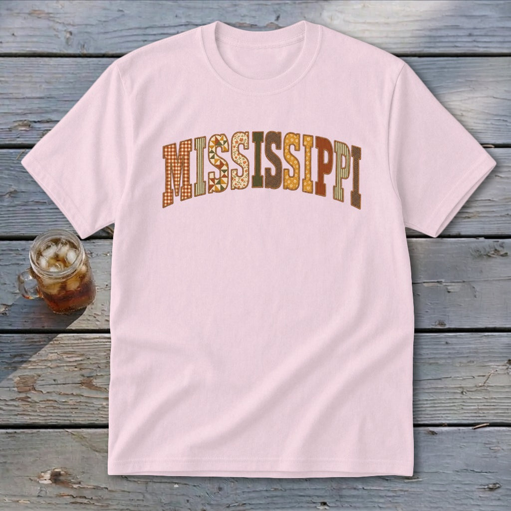 Mississippi Faux Embroidery Letters Youth Tee